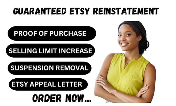 Gig Preview - Reinstate etsy seller account etsy restriction and remove etsy bbe