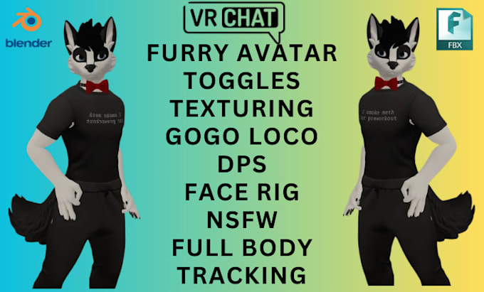 Gig Preview - Custom 3d vrchat avatar, furry avatar, vrc avatar, nsfw character, vtuber