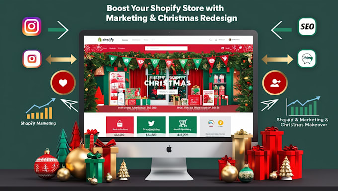 Gig Preview - Build dropshipping store, shopify marketing, redesign christmas shopifystore