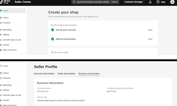 Gig Preview - Setup us tiktok shop tiktok shop for non us resident and business representative