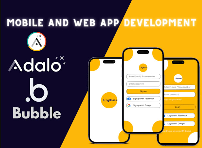 Gig Preview - Do no code web app development adola flutter ui bubble io bubble svelte ai saas