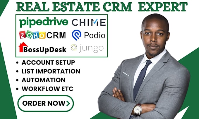 Gig Preview - Setup bossupdesk jungo crm podio chime pipedrive zoho crm real estate automation