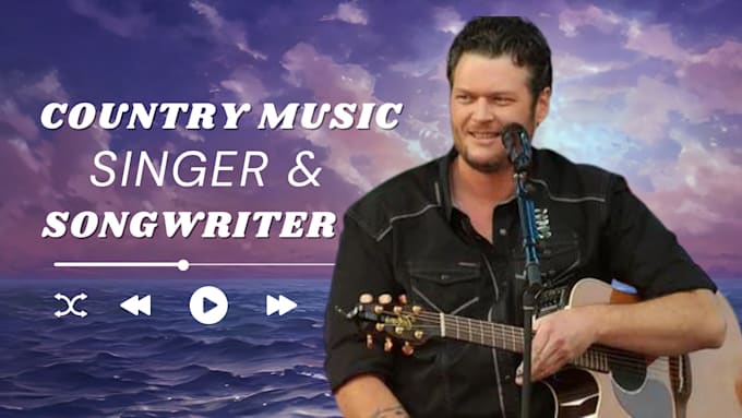 Gig Preview - Be your male energetic country music singer songwriter and vocalist