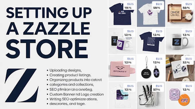 Gig Preview - Design a professional zazzle store with products listing and SEO