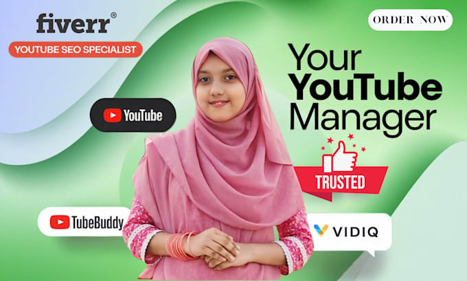 Gig Preview - Be your certified youtube manager and best video SEO expert