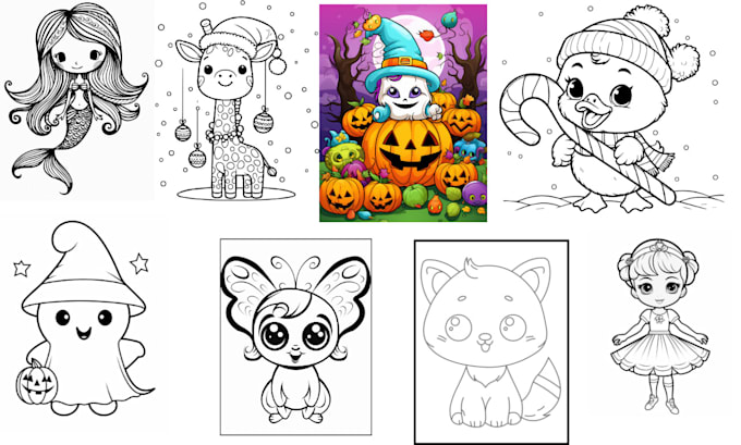 Gig Preview - Make draw coloring pages for children and adults KDP etsy