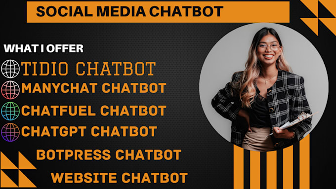 Gig Preview - Develop a scheduling social media chatbot  using tidio, chatfuel, botpress