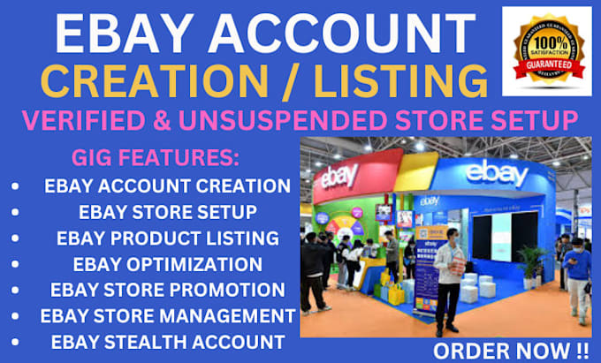 Gig Preview - Do verified and stealth ebay account creation ebay product listing ebay setup