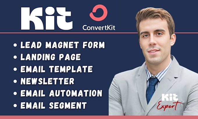 Gig Preview - Be your kit expert, convertkit landing page, email template, email automation