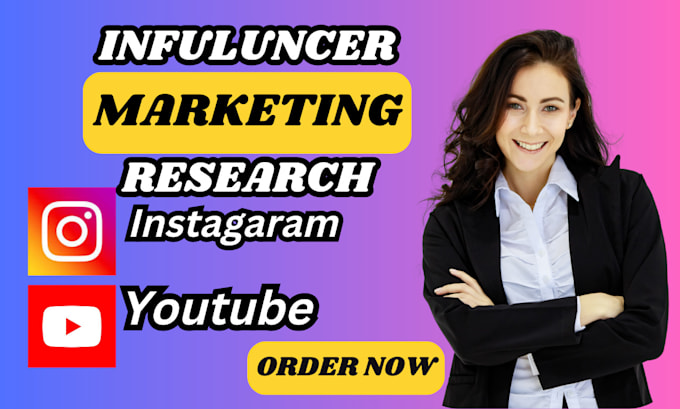 Gig Preview - Find best instagram , youtube, tiktok influencers list for influncer marketing