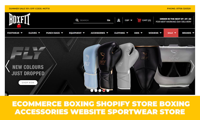 Gig Preview - Design ecommerce boxing shopify store boxing accessories website sportwear store