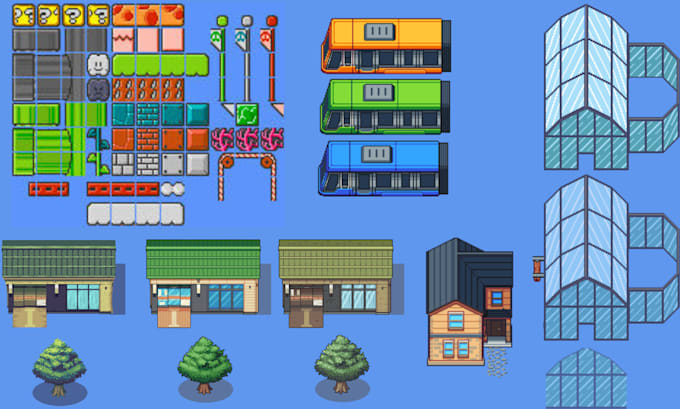 Gig Preview - Create pixel game background, pixel art environment, tileset, rpg game tile map