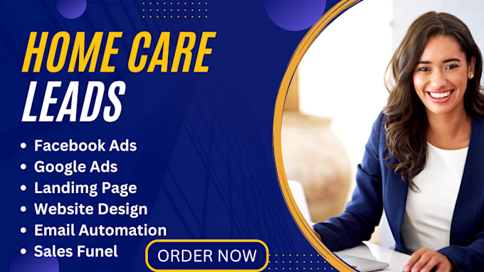 Gig Preview - Home care lead design home care website elderly care lead landing page