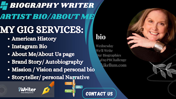 Bestseller - write a professional artist bio, actor bio career biography