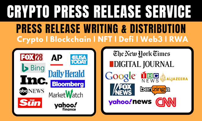 Gig Preview - Crypto press release writing and distribution, submit yahoo press release