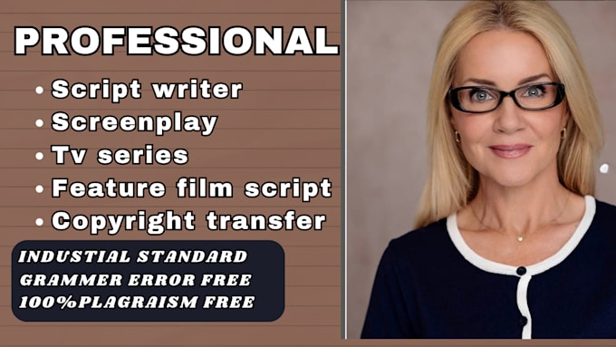 Gig Preview - Be your screenwriter for movie script screenplay feature film novel adaption