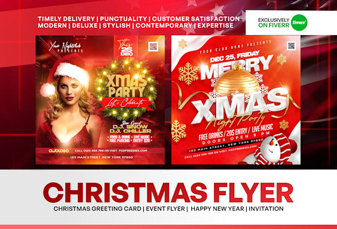 Gig Preview - Design merry christmas flyer, party invitation, event poster, postcard design