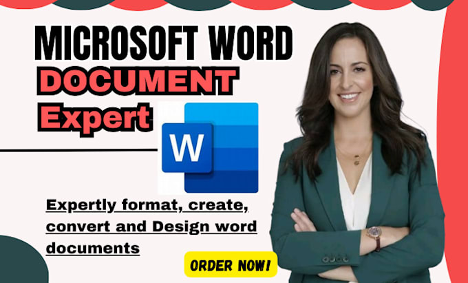 Gig Preview - Create, format, and design microsoft word documents PDF to word fix documents