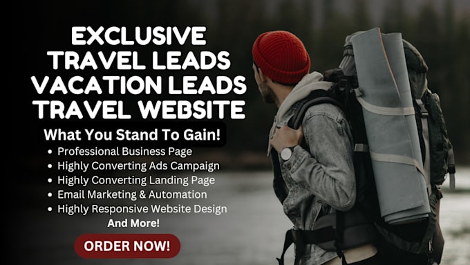 Gig Preview - Exclusive travel agency leads travel leads vacation leads via travel website