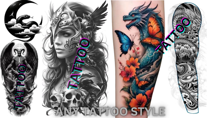 Gig Preview - Draw dark art tattoo sleeve anime japanese tattoo sketch japan tattoo artist