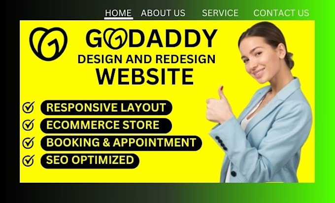 Gig Preview - Design a responsive and professional godaddy website redesign godaddy store SEO