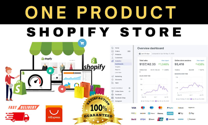 Gig Preview - Create one product shopify store , dropshipping store