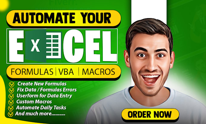 Gig Preview - Be your microsoft excel, formulas,macros and vba expert