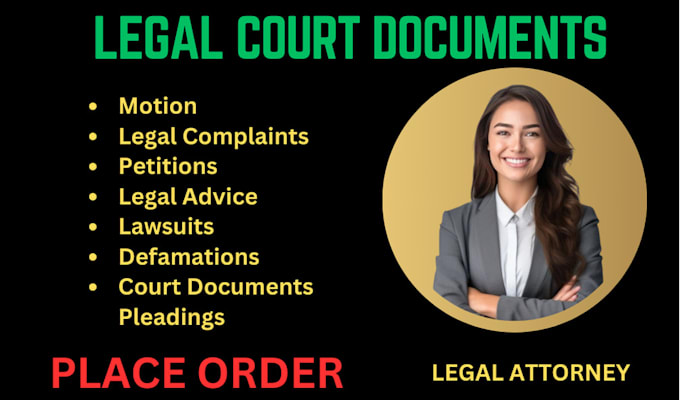 Gig Preview - Draft legal motions, lawsuits, complaints, petitions, legal appeal, case briefs