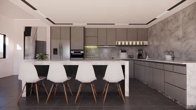 Gig Preview - Design kitchen cabinetry and interior design 3d rendering