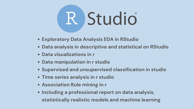 Gig Preview - Our agency will professional data analysis, visualization in r programming, rstudio services