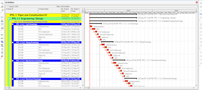 Gig Preview - Prepare project schedule and gantt chart using primavera p6