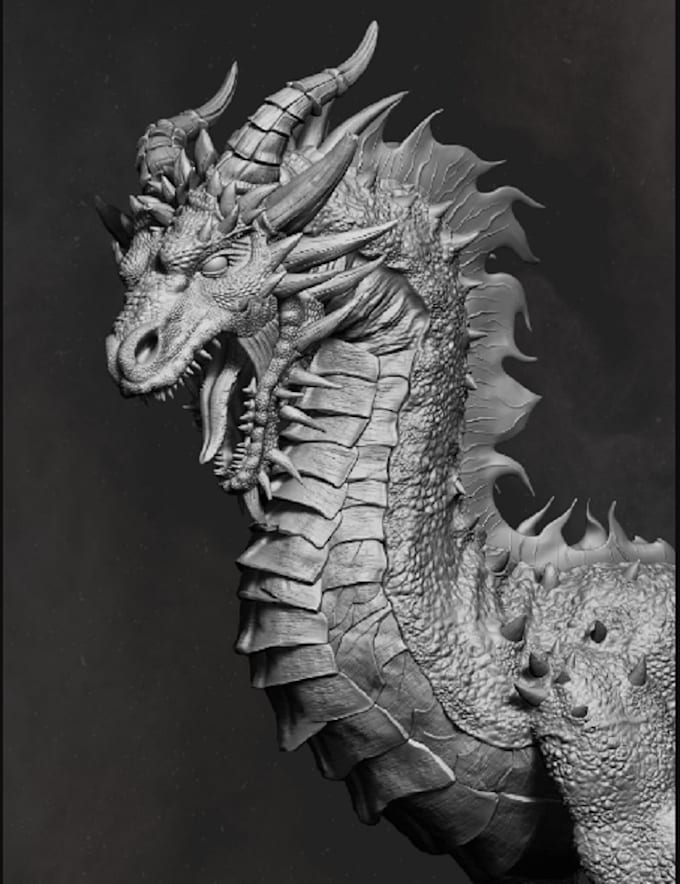 Gig Preview - Do a realistic 3d dragon model,sculpting,3d animal animation,fur texture,rigging