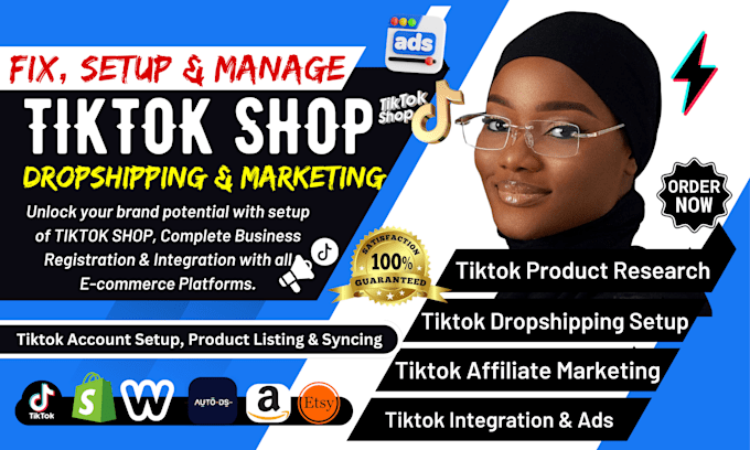 Gig Preview - Set up tiktok shop, tik tok shop dropshipping marketing USA shop, manage tiktok