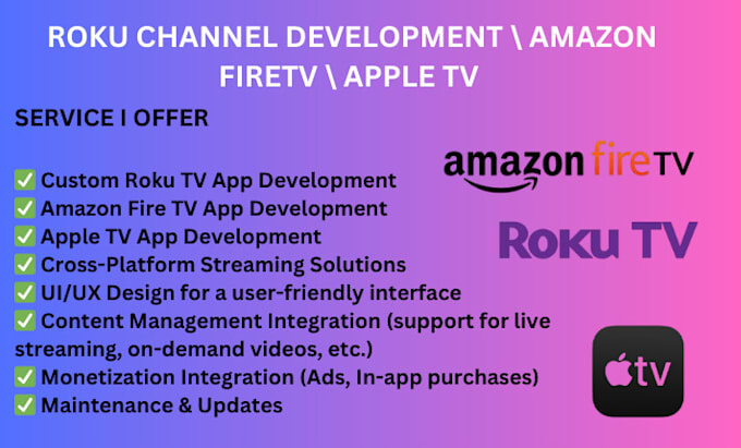 Gig Preview - Develop roku tv amazon firetv and apple tv apps