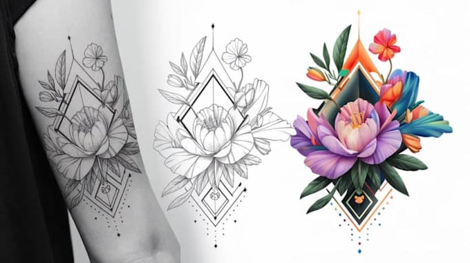 Gig Preview - Create custom tattoo design, flower tattoo sleeve, and realistic tattoo artist