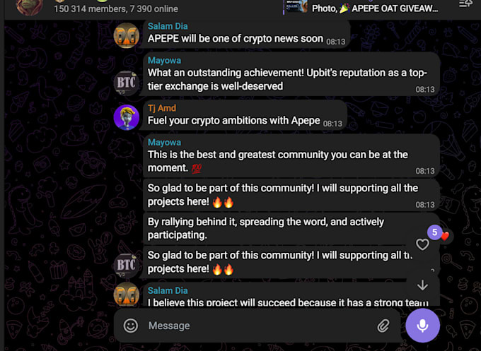 Gig Preview - Crypto chatters, telegram chatters, crypto promotion, token promotion, meme, sol