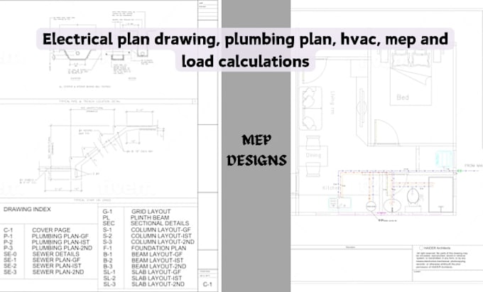 Gig Preview - Do electrical plan drawing, plumbing plan, hvac, mep and load calculations