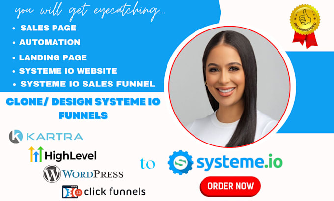 Gig Preview - Design systeme io sales page, clone systeme io sales funnel, systeme io leads