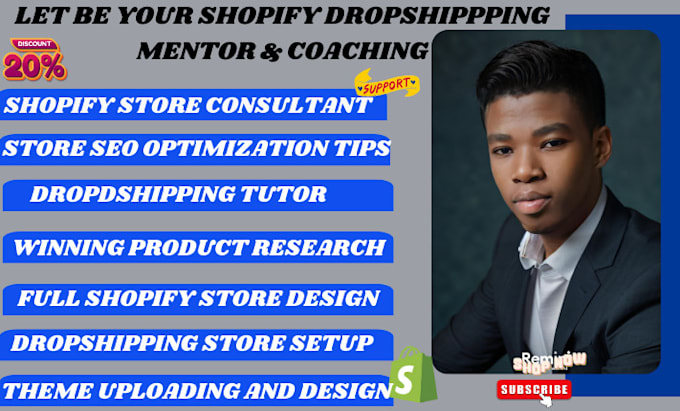 Gig Preview - Shopify dropshipping tutor shopify consultant mentor shopify course coaching SEO