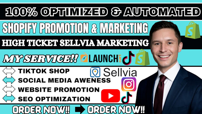 Gig Preview - Shopify marketing sellvia promotion launch cart tiktok shop sales funnel