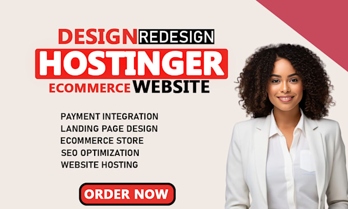 Gig Preview - Design hostinger website ionos website redesign bluehost godaddy wordpress