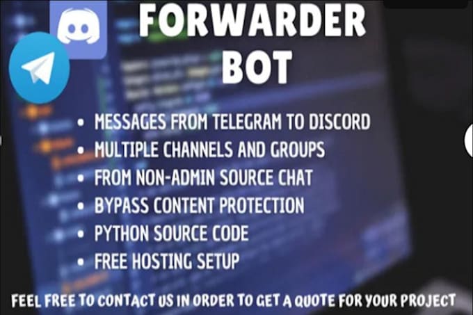 Gig Preview - Create a bot that forwards messages from discord to discord or telegram or slack