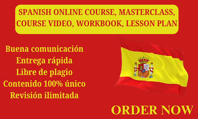 Gig Preview - Create spanish online course, masterclass, course video, workbook, lesson plan