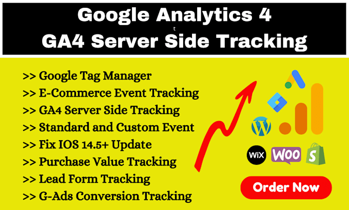 Gig Preview - Fix google analytics server side tracking, ga4 ecommerce tracking with GTM ads