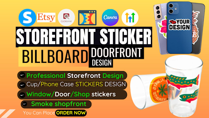 Gig Preview - Do modern window sticker storefront banner door and billboard graphic design