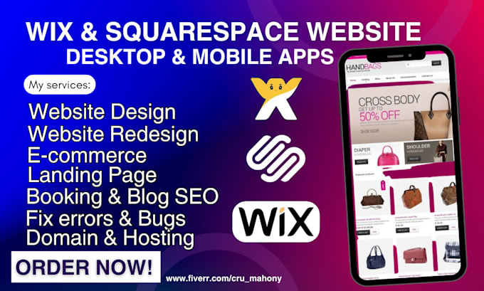 Gig Preview - Wix website redesign wix website design wix website squarespace wix landing page