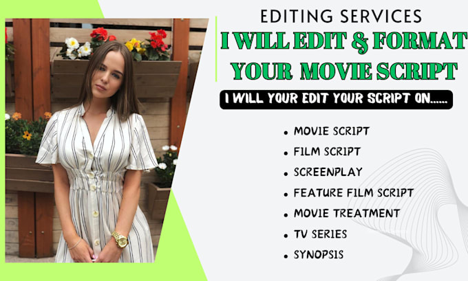 Gig Preview - Edit and format your screenplay, feature film script, movie script and tv series