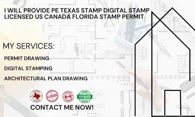 Gig Preview - Provide pe texas stamp digital stamp licensed US canada florida stamp permit