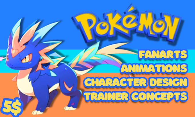 Gig Preview - Draw cute custom pokemon and fakemon character illustrations with sprite, anime