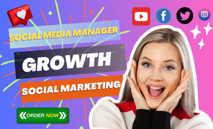 Gig Preview - Be your expert social media marketing manager for organic growth